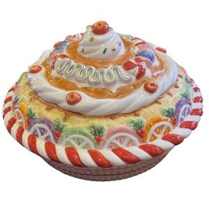 Fitz & Floyd VTG Nutcracker Sweets Pie Plate Carrier w/Lid Christmas Candy